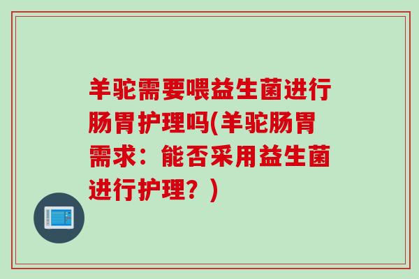 羊驼需要喂益生菌进行肠胃护理吗(羊驼肠胃需求：能否采用益生菌进行护理？)