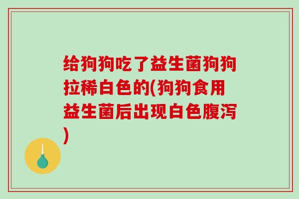 给狗狗吃了益生菌狗狗拉稀白色的(狗狗食用益生菌后出现白色腹泻)