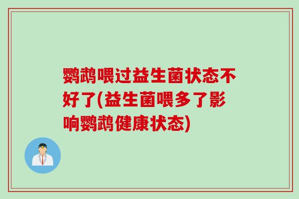 鹦鹉喂过益生菌状态不好了(益生菌喂多了影响鹦鹉健康状态)