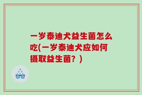 一岁泰迪犬益生菌怎么吃(一岁泰迪犬应如何摄取益生菌？)