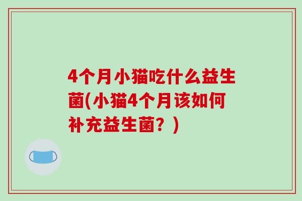 4个月小猫吃什么益生菌(小猫4个月该如何补充益生菌？)