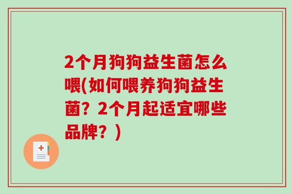 2个月狗狗益生菌怎么喂(如何喂养狗狗益生菌？2个月起适宜哪些品牌？)