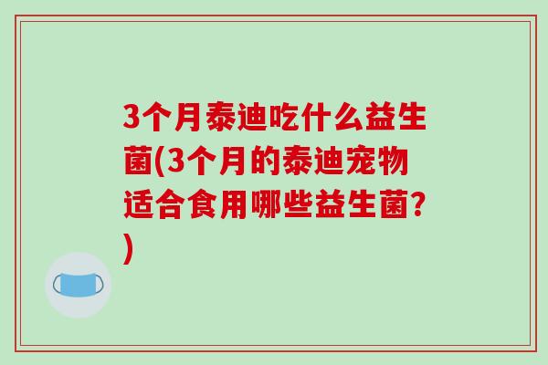 3个月泰迪吃什么益生菌(3个月的泰迪宠物适合食用哪些益生菌？)