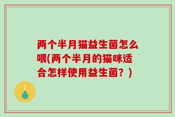 两个半月猫益生菌怎么喂(两个半月的猫咪适合怎样使用益生菌?) 两个半月猫益生菌怎么喂(两个半月的猫咪适合怎样使用益生菌?)