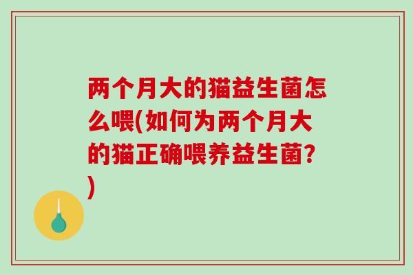 两个月大的猫益生菌怎么喂(如何为两个月大的猫正确喂养益生菌？)