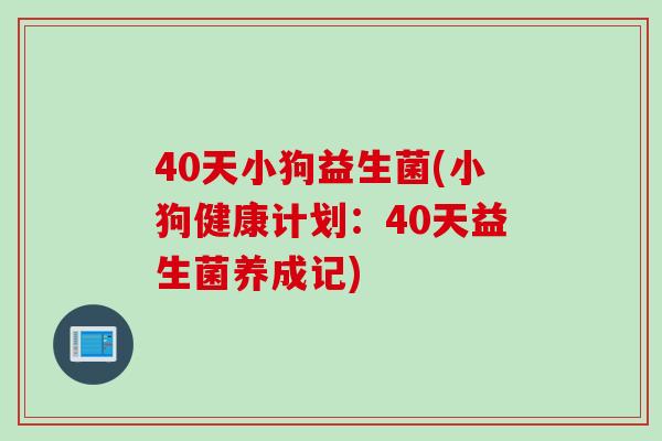 40天小狗益生菌(小狗健康计划：40天益生菌养成记)