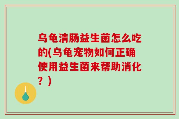 乌龟清肠益生菌怎么吃的(乌龟宠物如何正确使用益生菌来帮助消化？)