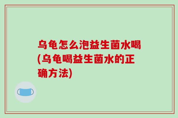 乌龟怎么泡益生菌水喝(乌龟喝益生菌水的正确方法)