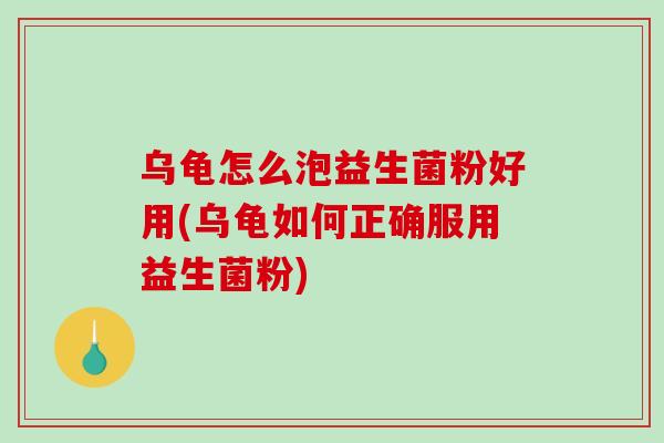 乌龟怎么泡益生菌粉好用(乌龟如何正确服用益生菌粉)