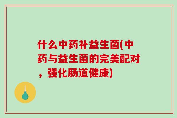什么中药补益生菌(中药与益生菌的完美配对，强化肠道健康)