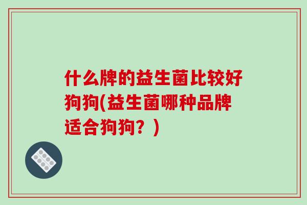什么牌的益生菌比较好狗狗(益生菌哪种品牌适合狗狗？)