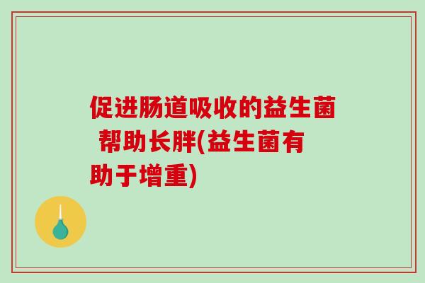 促进肠道吸收的益生菌 帮助长胖(益生菌有助于增重)