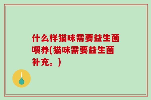 什么样猫咪需要益生菌喂养(猫咪需要益生菌补充。)