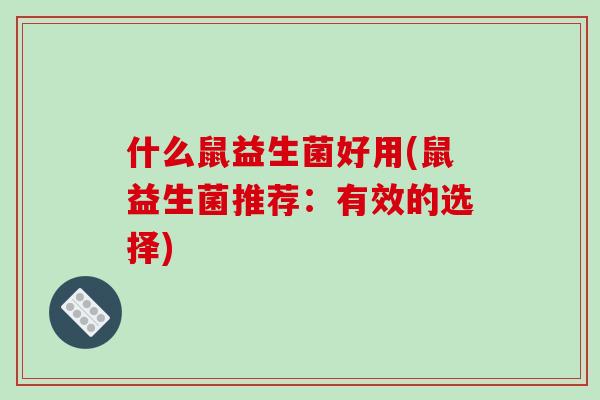 什么鼠益生菌好用(鼠益生菌推荐：有效的选择)
