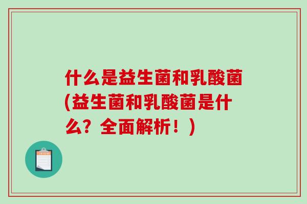 什么是益生菌和乳酸菌(益生菌和乳酸菌是什么？全面解析！)
