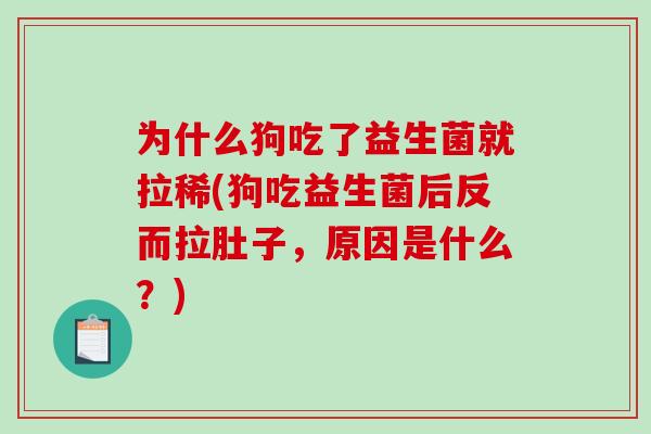 为什么狗吃了益生菌就拉稀(狗吃益生菌后反而拉肚子，原因是什么？)
