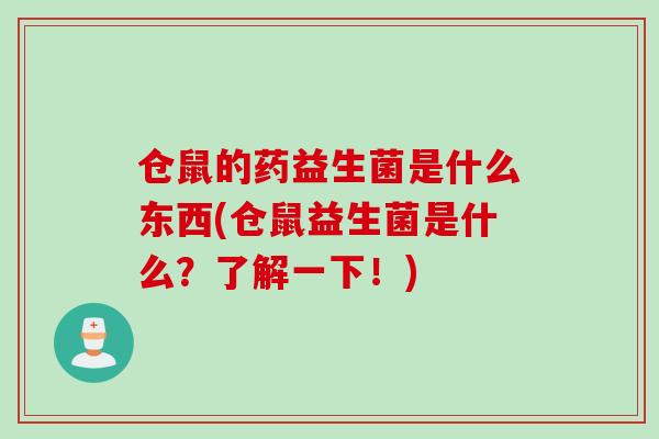 仓鼠的药益生菌是什么东西(仓鼠益生菌是什么？了解一下！)
