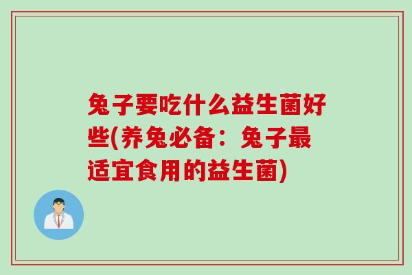 兔子要吃什么益生菌好些(养兔必备：兔子最适宜食用的益生菌)
