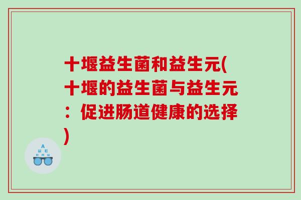 十堰益生菌和益生元(十堰的益生菌与益生元：促进肠道健康的选择)