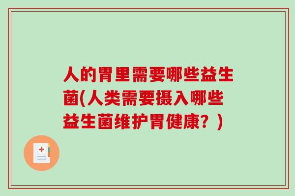 人的胃里需要哪些益生菌(人类需要摄入哪些益生菌维护胃健康？)