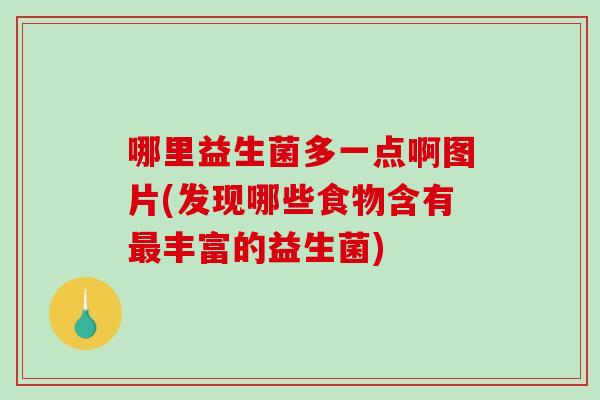 哪里益生菌多一点啊图片(发现哪些食物含有最丰富的益生菌)