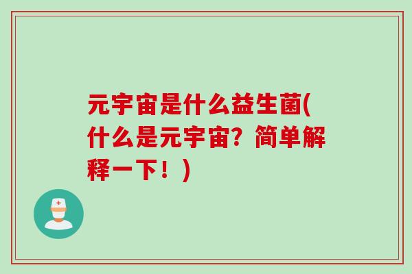元宇宙是什么益生菌(什么是元宇宙？简单解释一下！)