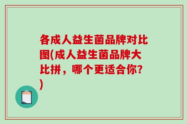各成人益生菌品牌对比图(成人益生菌品牌大比拼,哪个更适合你?) 各成人益生菌品牌对比图(成人益生菌品牌大比拼,哪个更适合你?)