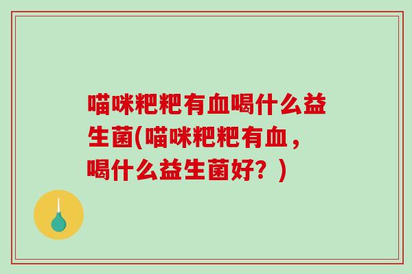 喵咪粑粑有血喝什么益生菌(喵咪粑粑有血，喝什么益生菌好？)