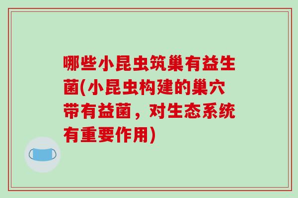 哪些小昆虫筑巢有益生菌(小昆虫构建的巢穴带有益菌，对生态系统有重要作用)