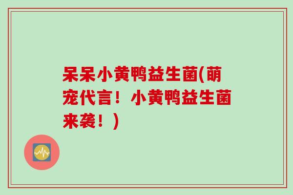 呆呆小黄鸭益生菌(萌宠代言！小黄鸭益生菌来袭！)