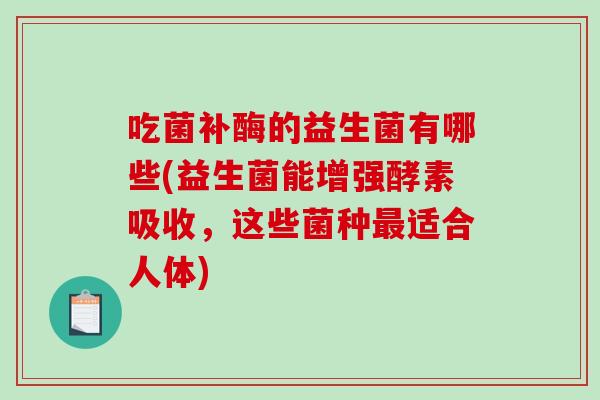 吃菌补酶的益生菌有哪些(益生菌能增强酵素吸收,这些菌种适合人体) 吃菌补酶的益生菌有哪些(益生菌能增强酵素吸收,这些菌种适合人体)