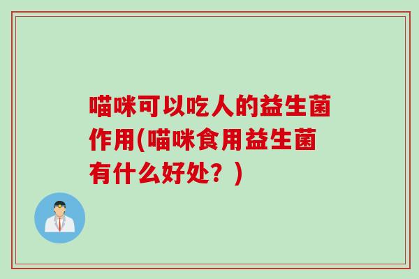 喵咪可以吃人的益生菌作用(喵咪食用益生菌有什么好处？)