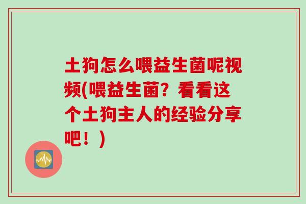 土狗怎么喂益生菌呢视频(喂益生菌?看看这个土狗主人的经验分享吧!) 土狗怎么喂益生菌呢视频(喂益生菌?看看这个土狗主人的经验分享吧!)