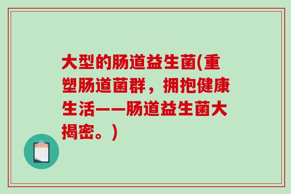大型的肠道益生菌(重塑肠道菌群，拥抱健康生活——肠道益生菌大揭密。)