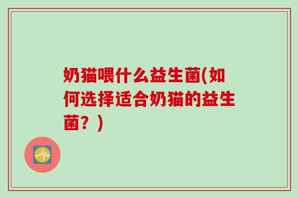 奶猫喂什么益生菌(如何选择适合奶猫的益生菌？)