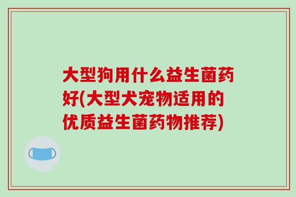 大型狗用什么益生菌药好(大型犬宠物适用的优质益生菌推荐) 大型狗用什么益生菌药好(大型犬宠物适用的优质益生菌推荐)