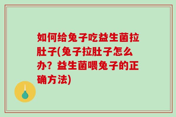 如何给兔子吃益生菌拉肚子(兔子拉肚子怎么办？益生菌喂兔子的正确方法)
