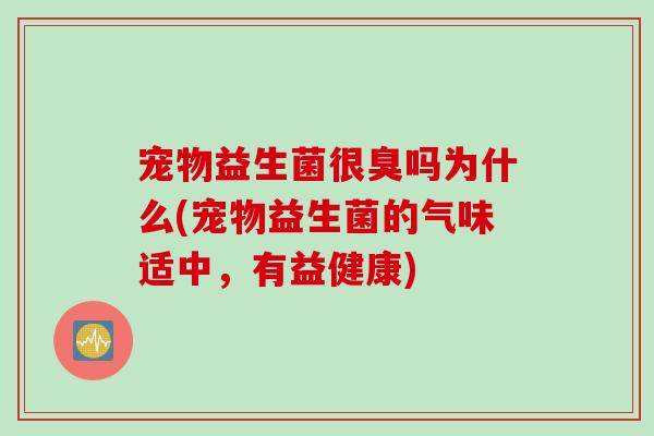 宠物益生菌很臭吗为什么(宠物益生菌的气味适中，有益健康)