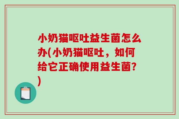 小奶猫呕吐益生菌怎么办(小奶猫呕吐，如何给它正确使用益生菌？)