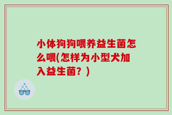 小体狗狗喂养益生菌怎么喂(怎样为小型犬加入益生菌？)