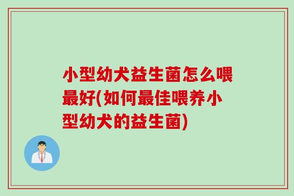 小型幼犬益生菌怎么喂最好(如何最佳喂养小型幼犬的益生菌)