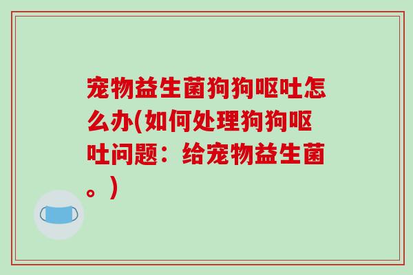 宠物益生菌狗狗呕吐怎么办(如何处理狗狗呕吐问题：给宠物益生菌。)