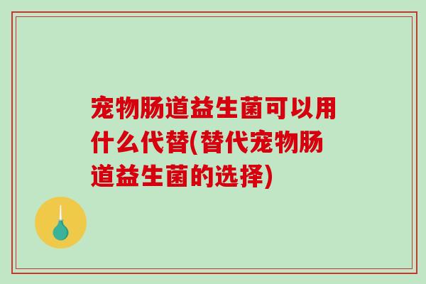 宠物肠道益生菌可以用什么代替(替代宠物肠道益生菌的选择)