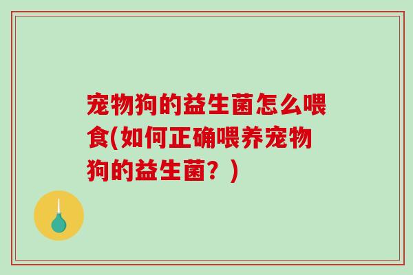 宠物狗的益生菌怎么喂食(如何正确喂养宠物狗的益生菌？)