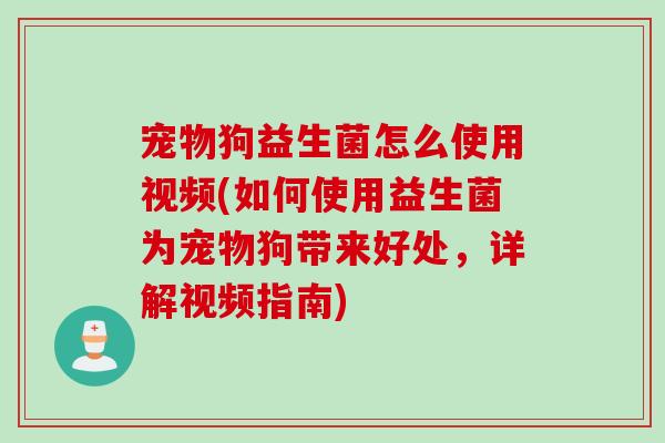 宠物狗益生菌怎么使用视频(如何使用益生菌为宠物狗带来好处，详解视频指南)