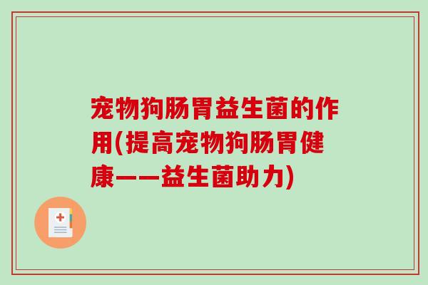 宠物狗肠胃益生菌的作用(提高宠物狗肠胃健康——益生菌助力)