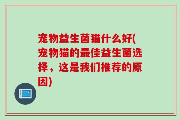 宠物益生菌猫什么好(宠物猫的最佳益生菌选择，这是我们推荐的原因)