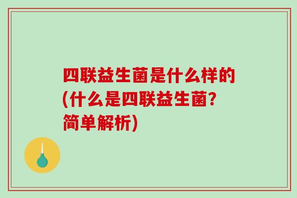 四联益生菌是什么样的(什么是四联益生菌?简单解析) 四联益生菌是什么样的(什么是四联益生菌?简单解析)