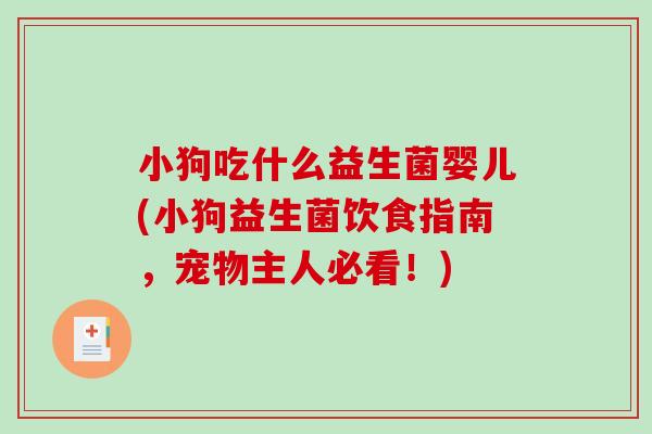 小狗吃什么益生菌婴儿(小狗益生菌饮食指南，宠物主人必看！)