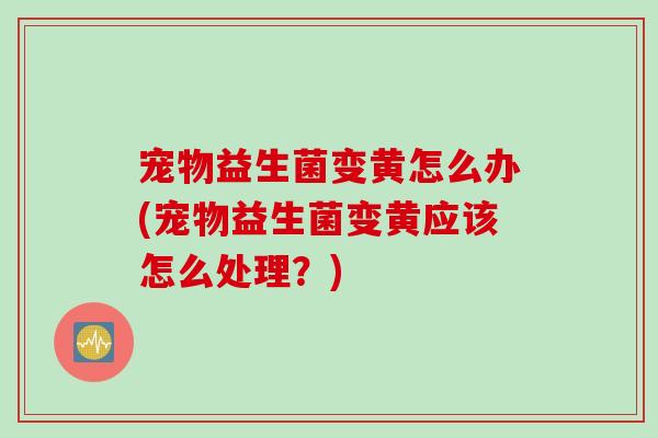 宠物益生菌变黄怎么办(宠物益生菌变黄应该怎么处理？)